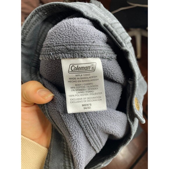 Coleman Fleece Lined Work Pants Men’s 34x32 Black Gray Outdoor Winter Utility - Picture 7 of 7